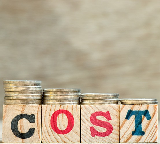 Cost written on wooden blocks