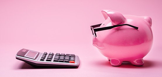 Piggy bank and a calculator