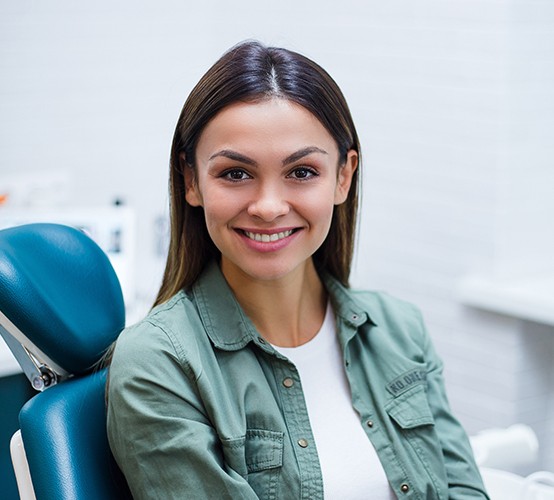 Woman smiling in dental chair