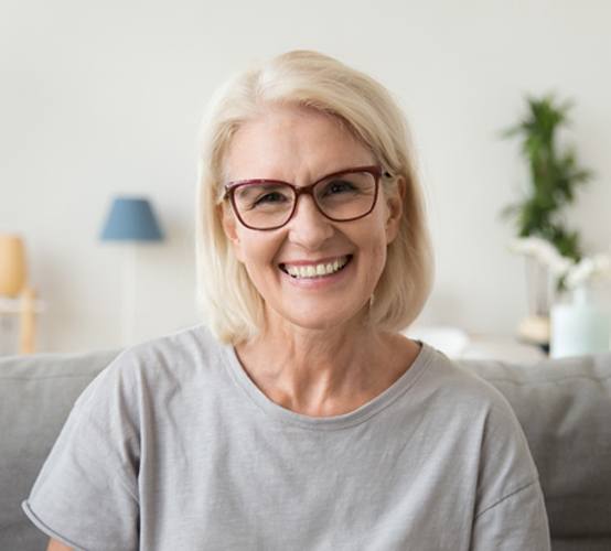 Older woman at dentist for dentures