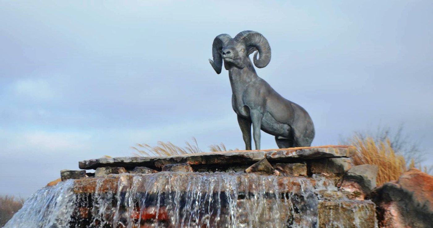 Fountain with a ram sculpture