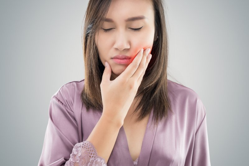 young woman with facial swelling