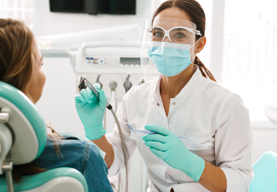 Patient at dental exam